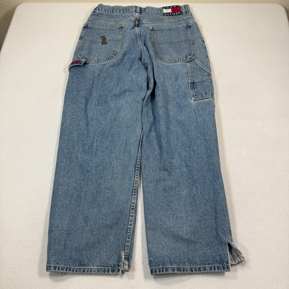 Vintage Tommy Hilfiger Jeans Mens 34x32 Denim Y2K Baggy Wide Leg Carpenter‎ - Picture 1 of 12